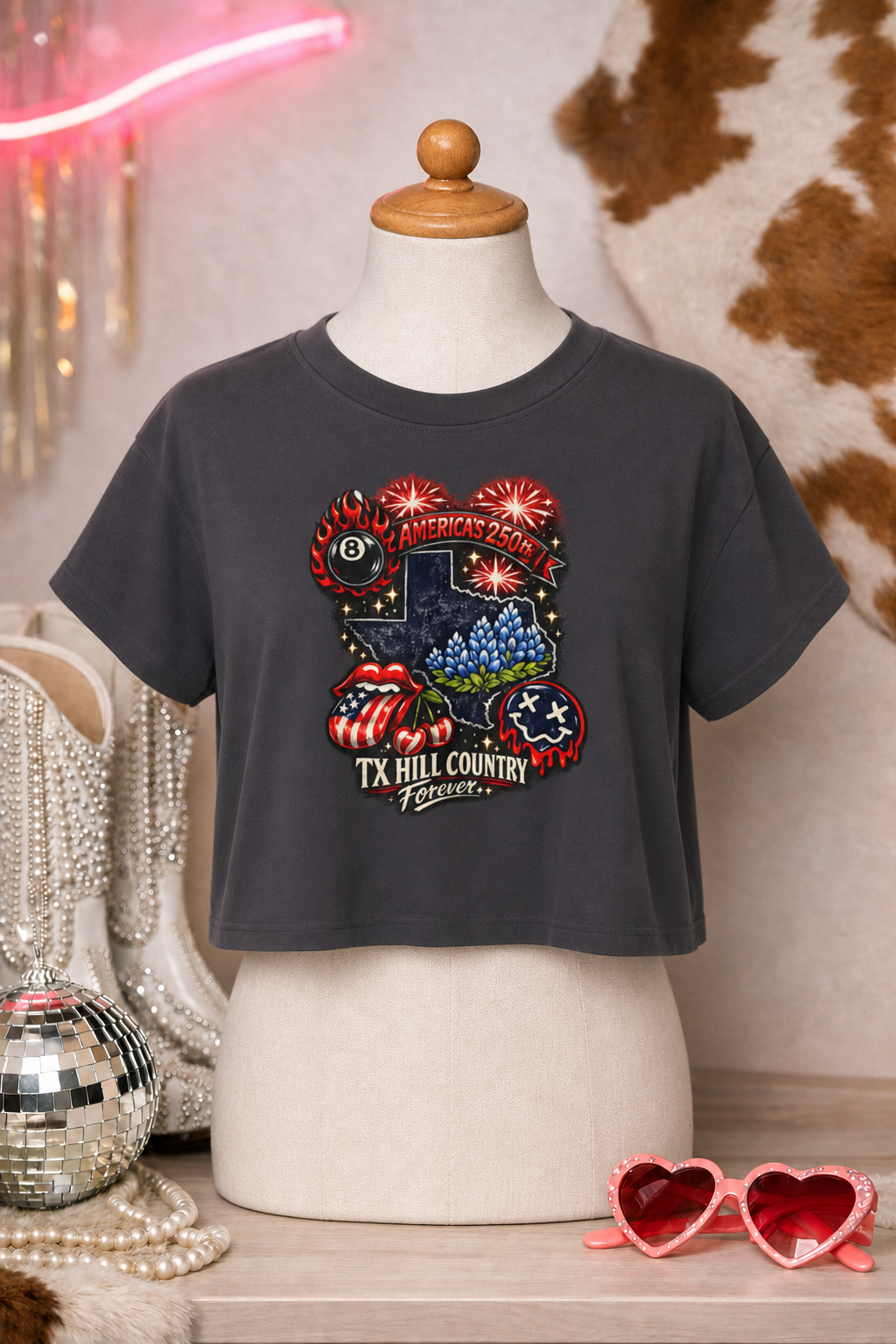America's 250: TX Hill Country Forever Crop Tee